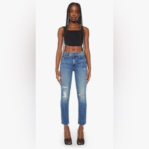Mother The Midrise Dazzler Ankle Fray in Going in Circles - Size 28